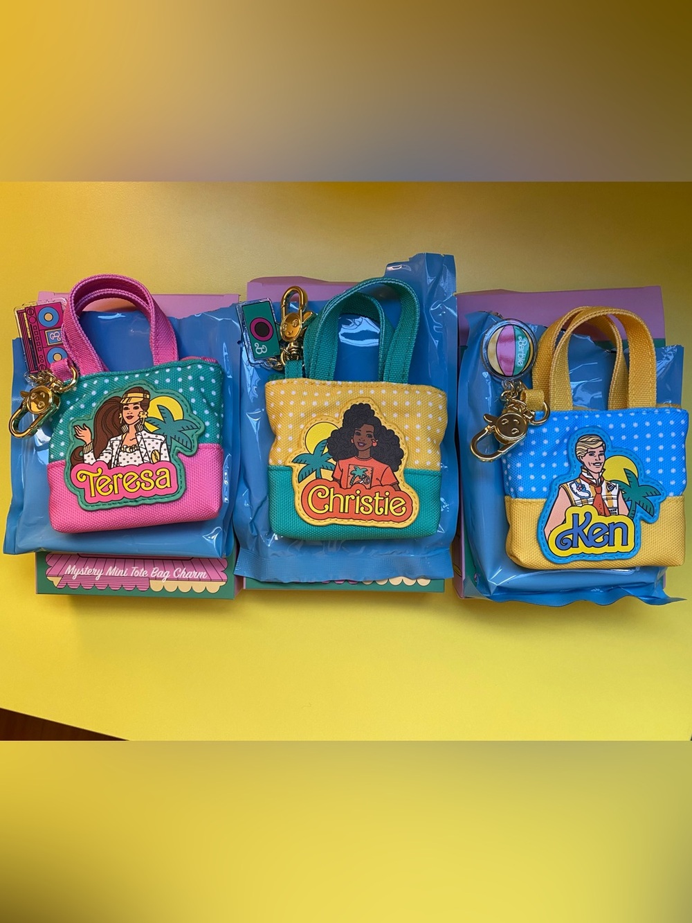 3 Barbie Bag Charms Tote Bag Whatever Makes You Happy NIB Teresa, Christie, Ken